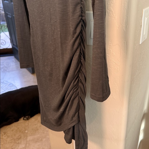 BTFBM Charcoal Long Sleeve Dress With gathered side for a flattering look - Picture 2 of 6